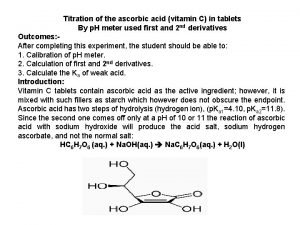 Ascorbic acid titration curve