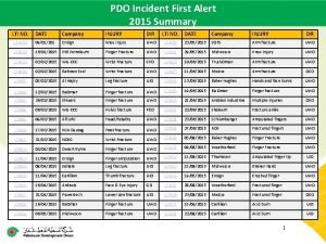 PDO Incident First Alert Main contractor name LTI