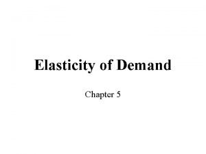 Elasticity of Demand Chapter 5 Slope of Demand