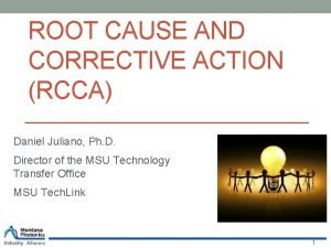 ROOT CAUSE AND CORRECTIVE ACTION RCCA Daniel Juliano