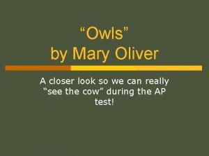 Owls mary oliver Owls mary oliver