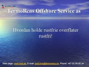 Termo Rens Offshore Service as Hvordan holde rustfrie