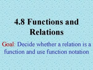 4 8 Functions and Relations Goal Decide whether