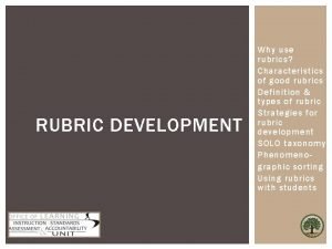 Characteristics of good rubrics