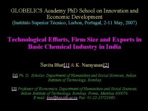 GLOBELICS Academy Ph D School on Innovation and