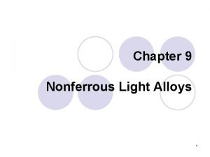 Chapter 9 Nonferrous Light Alloys 1 Outline 1
