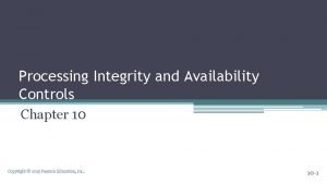 Processing integrity and availability controls