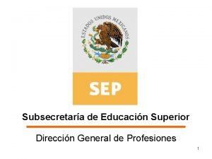 Subsecretara de Educacin Superior Direccin General de Profesiones