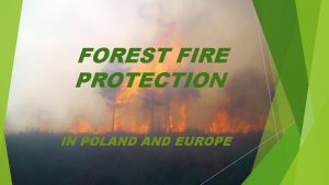 FOREST FIRE PROTECTION IN POLAND EUROPE Forests in