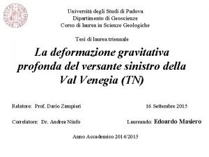 Universit degli Studi di Padova Dipartimento di Geoscienze