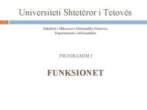 Universiteti Shtetror i Tetovs 1 Fakulteti i Shkencave