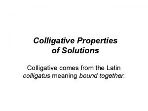 Colligative properties examples Colligative properties examples