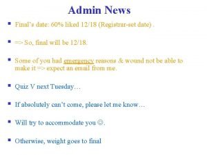 Admin News Finals date 60 liked 1218 Registrarset