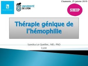 Chamonix 25 janvier 2019 Thrapie gnique de lhmophilie