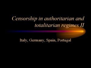 Censorship in authoritarian and totalitarian regimes II Italy