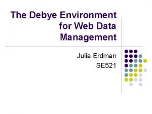 The Debye Environment for Web Data Management Julia