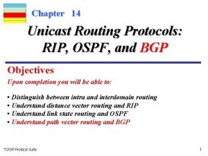 Chapter 14 Unicast Routing Protocols RIP OSPF and