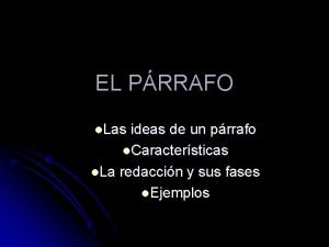 El parrafo como unidad de pensamiento