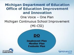 Michigan Department of Education Office of Education Improvement