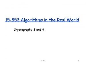 15 853 Algorithms in the Real World Cryptography