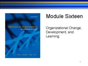Module Sixteen Organizational Change Development and Learning 1