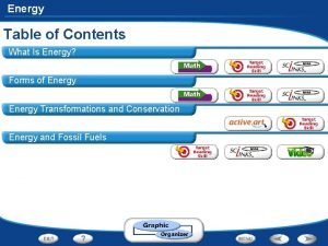 Energy Table of Contents What Is Energy Forms