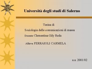 Universit degli studi di Salerno Tesina di Sociologia