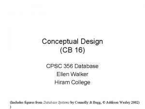 Conceptual Design CB 16 CPSC 356 Database Ellen