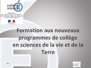 Formation aux nouveaux programmes de collge en sciences