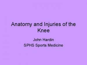 Anatomy and Injuries of the Knee John Hardin