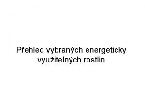 Pehled vybranch energeticky vyuitelnch rostlin http biom czindex