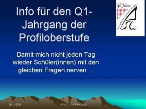 Info fr den Q 1 Jahrgang der Profiloberstufe