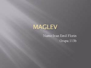 MAGLEV Nume Ivan Emil Florin Grupa 113 b