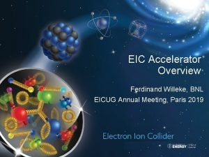 EIC Accelerator Overview Ferdinand Willeke BNL EICUG Annual