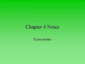 Chapter 4 Notes Ecosystems Ecosystems Community a group