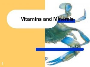 Vitamins and Minerals 1 The Nature of Vitamins