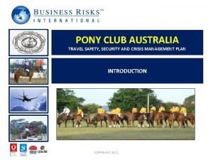 PONY CLUB AUSTRALIA TRAVEL SAFETY SECURITY AND CRISIS