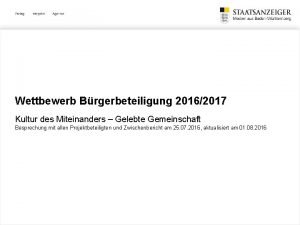 Wettbewerb Brgerbeteiligung 20162017 Kultur des Miteinanders Gelebte Gemeinschaft