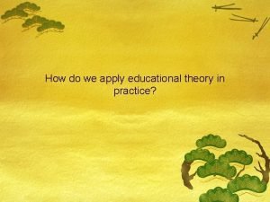 Applying educational theory in practice