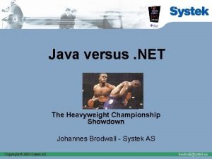 Java versus NET The Heavyweight Championship Showdown Johannes