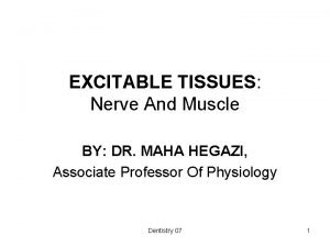 EXCITABLE TISSUES Nerve And Muscle BY DR MAHA