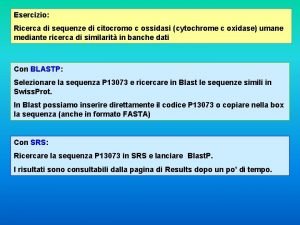 Esercizio Ricerca di sequenze di citocromo c ossidasi