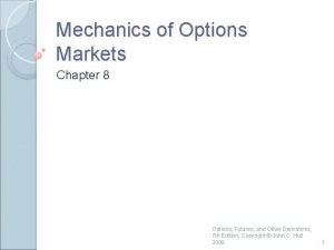 Mechanics of Options Markets Chapter 8 Options Futures