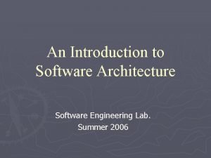 Introduction to software architecture