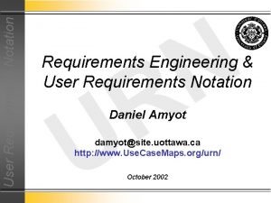 User Requirements Notation N R Requirements Engineering User