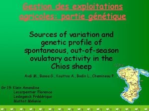 Gestion des exploitations agricoles partie gntique Sources of