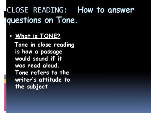 How to answer a tone question
