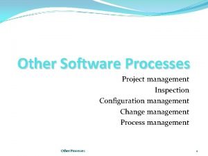 Other Software Processes Project management Inspection Configuration management