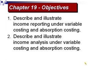 Income statement for absorption costing
