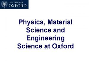 Materials science oxford
